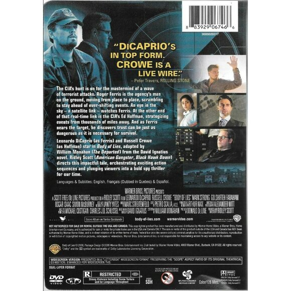 Body Of Lies Widescreen DVD Starring Leonardo DiCaprio & Russell Crowe dvd4289b - Picture 2 of 2